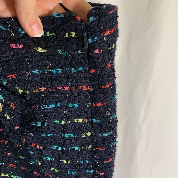 Talbots Knee Length Skirt Women's 8 Black Knit Side Zip Front Button Pockets - Picture 5 of 7